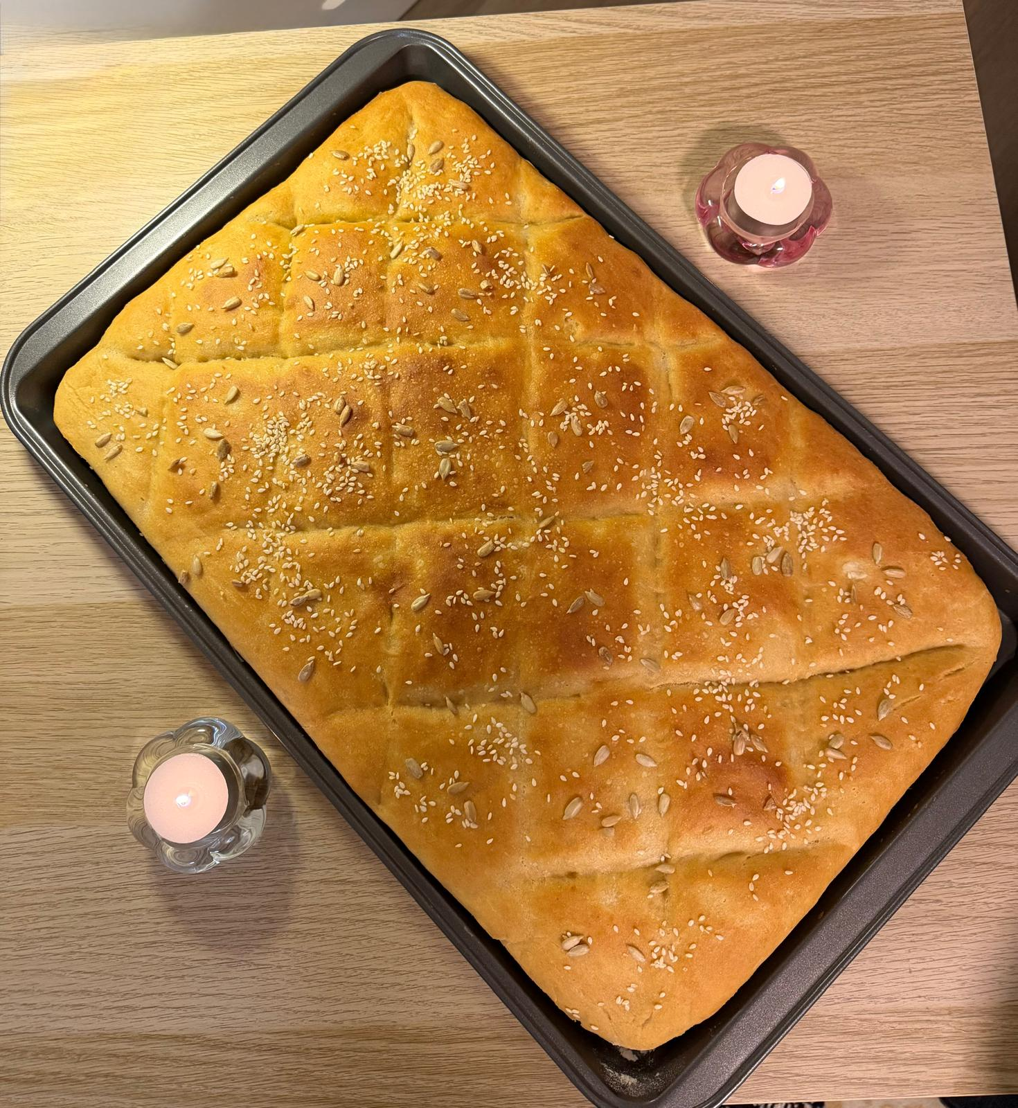 Whole wheat bread topped with sesame seeds